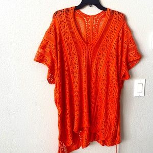 Orange Crochet  Cover up